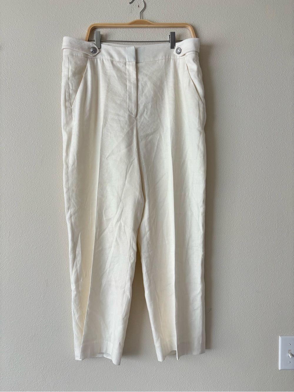 Veronica Beard Cream Straight-Leg Chinos